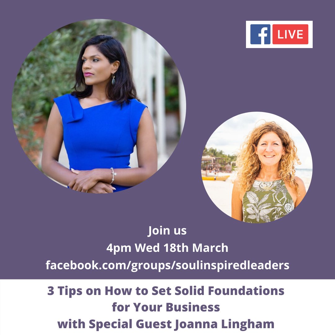 In this week’s Soul Wisdom training I will be interviewing the lovely Joanna Lingham, who’s expertise lies in law, and how to set up the foundations in your business to make it a continuing success. Come join our community and see Wednesday's training:
facebook.com/groups/soulins…