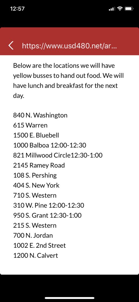 Our district will be providing lunch &amp; breakfast for students this week!  See the times &amp; locations below. Thank you <a href="/USD480/">USD480</a>