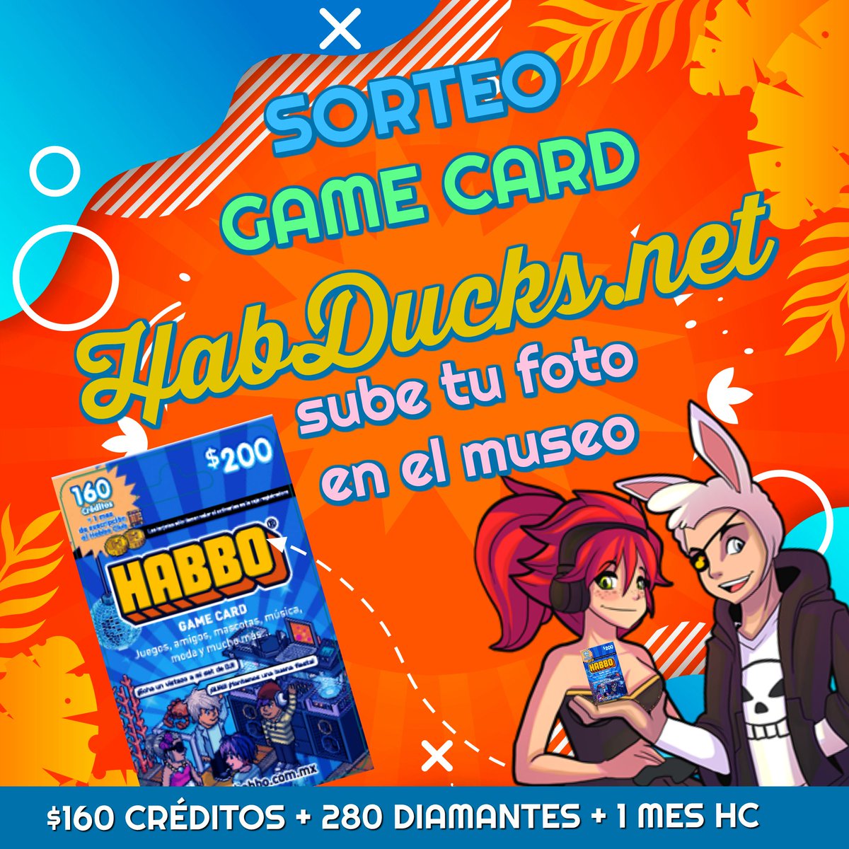 WebHabDucks's tweet photo. 🏆GANA UNA GAME CARD💳

💰160 CRÉDITOS
💎280 DIAMANTES
🎁1 MES HC

📷SACA UNA FOTO DE TU PERSONAJE 
🖼️EN EL #MUSEO_DE_PATOS
🏨https://t.co/GEjDo58WqL

📥SUBE TU FOTO EN ESTE POST
❤️DALE ME GUSTA
⏭️SIEGUE @WebHabDucks @Djsfactory 
🔁COMPARTE
🏷️ETIQUETA 2 AMIGOS

📅TERMINA 21 MARZO https://t.co/8YcwwPTprU