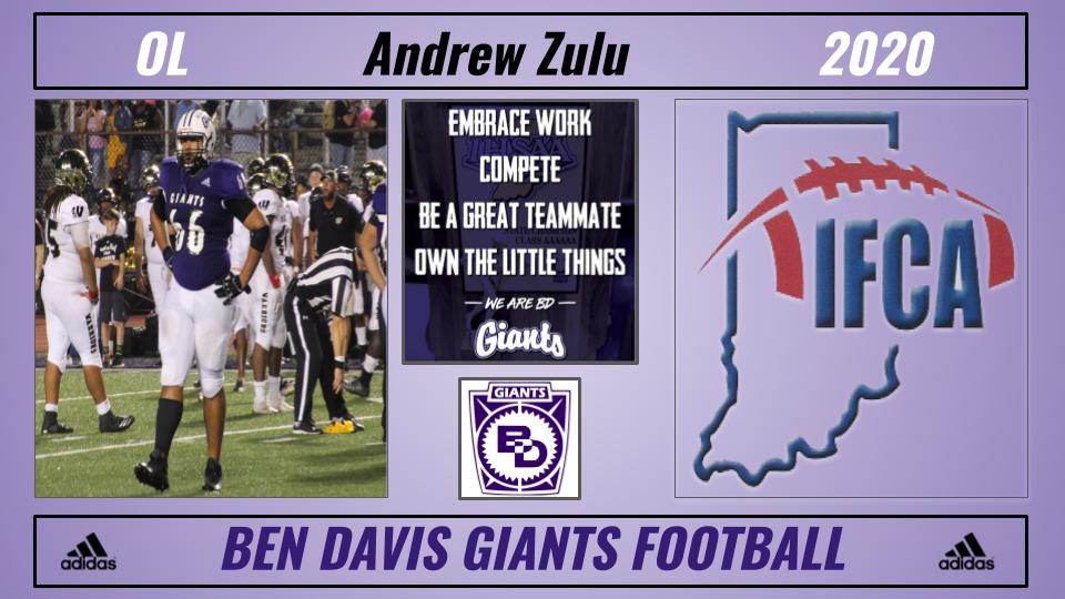 BenDavisFB's tweet photo. Congrats to OL, Andrew Zulu, for making the 2020 IFCA All-Star Team!! #OwnTheLittleThings https://t.co/lBEYPvh1RW