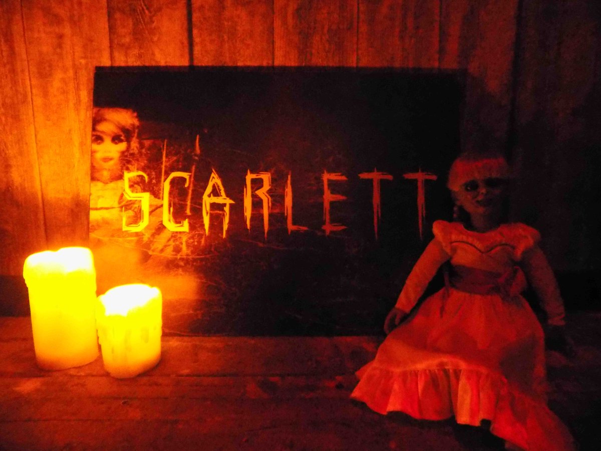 Scarlett is ready for all of you brave volunteers who are willing to enter the haunted house and face the evil that's waiting… #Annabelle #horror #theconjuring #escaperoom #coventry2021 #cityofculture