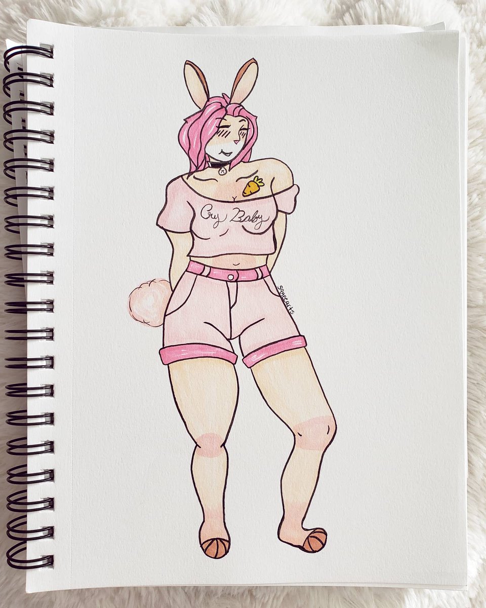 Your favorite bunny girl is feeling pretty confident rn. 🐰💕 #artistsoninstagram #squeearts #lineart #sketch #art #drawing #doodle #drawingjournal #aesthetic #artsupplies #artofinstagram #bunny #furry #rabbit #alternative #pinkhair #carrot #tattoo #marker #tombow #drawingjournal