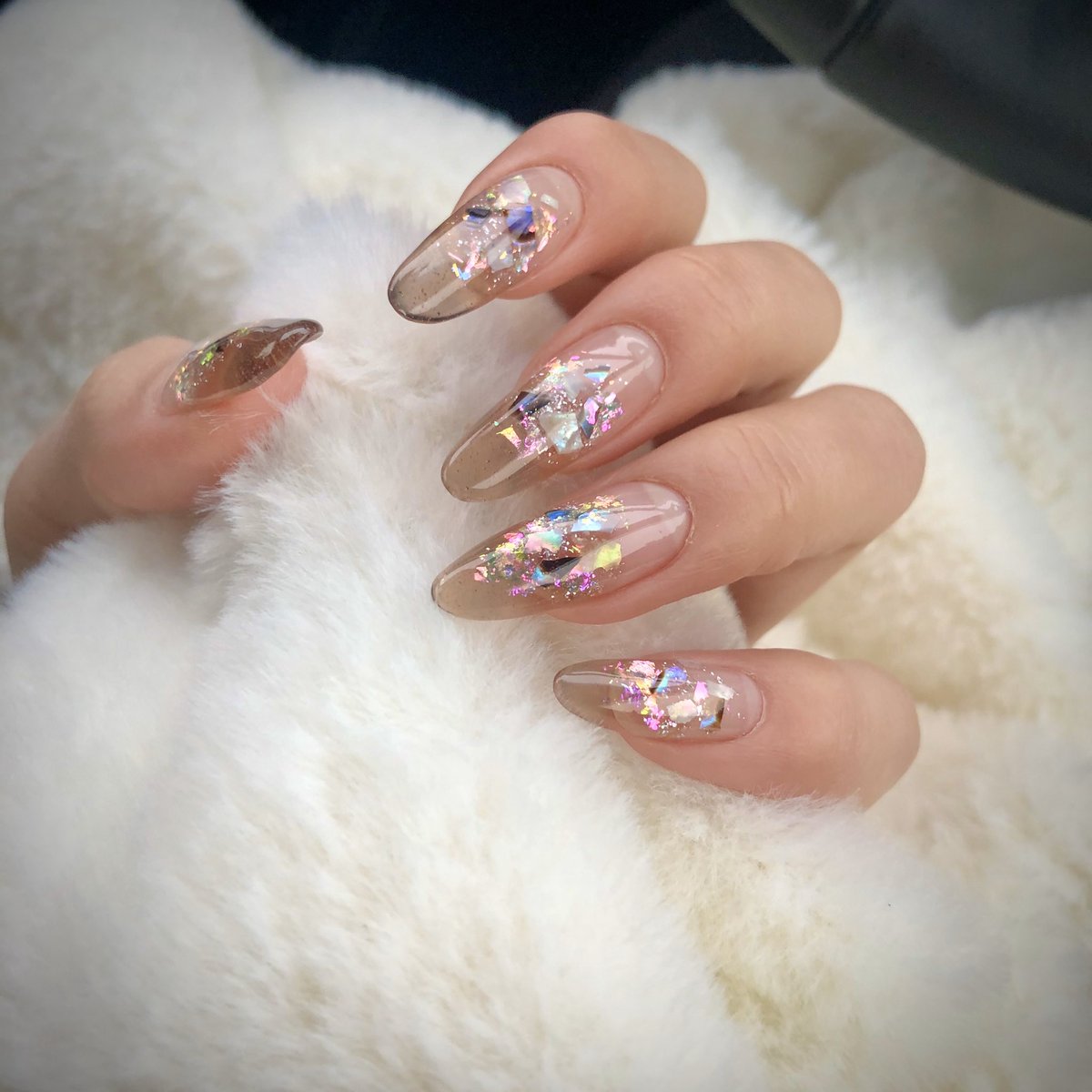 Cana ちょっと前の自分の爪 アクリルの透明感最高 V スカルプ アクリルネイル ネイル クリアネイル サロン経営 ネイルデザイン キラキラネイル