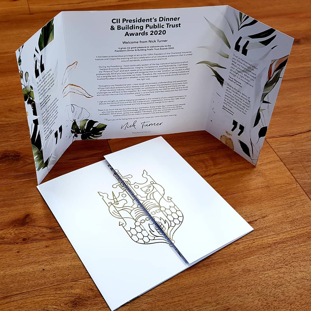 Defyne_Design's tweet image. We recently produced the @CIIGroup Presidents Dinner 2020 collateral, complete with bespoke artwork and beautiful gold foiling on the logos, absolute pleasure to design #ciipresidentsdinner2020 #graphiclife #designlife #design #GraphicDesign #design