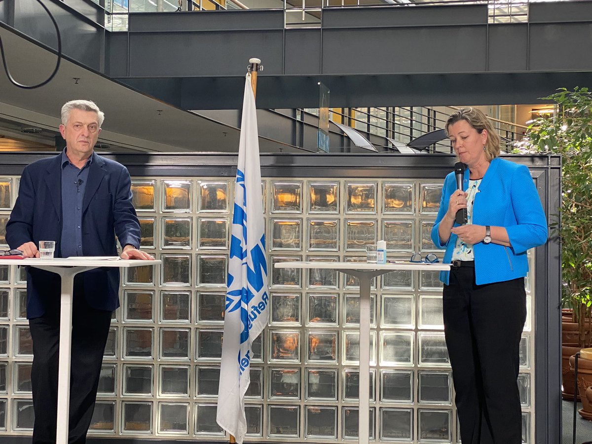 CattyBennet's tweet photo. As part of UNHCR’s global response to #COVID19 @FilippoGrandi hosted the first ever virtual town gall with our global workforce today. Proud to work with such inspiring and strong leadership @KellyTClements @RaoufMazou https://t.co/6JODnNoDAE