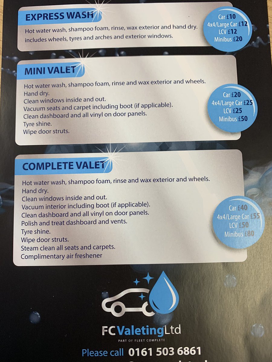 FleetCompleteUK's tweet photo. Our first mobile valeting van has hit the road! Mobile valeting available on cars, vans and minibuses all over the North West!
Deep cleans also available.
Call us on 0161 503 6861 or email valeting@fleetcompleteuk.com https://t.co/M0VY2mbMz0