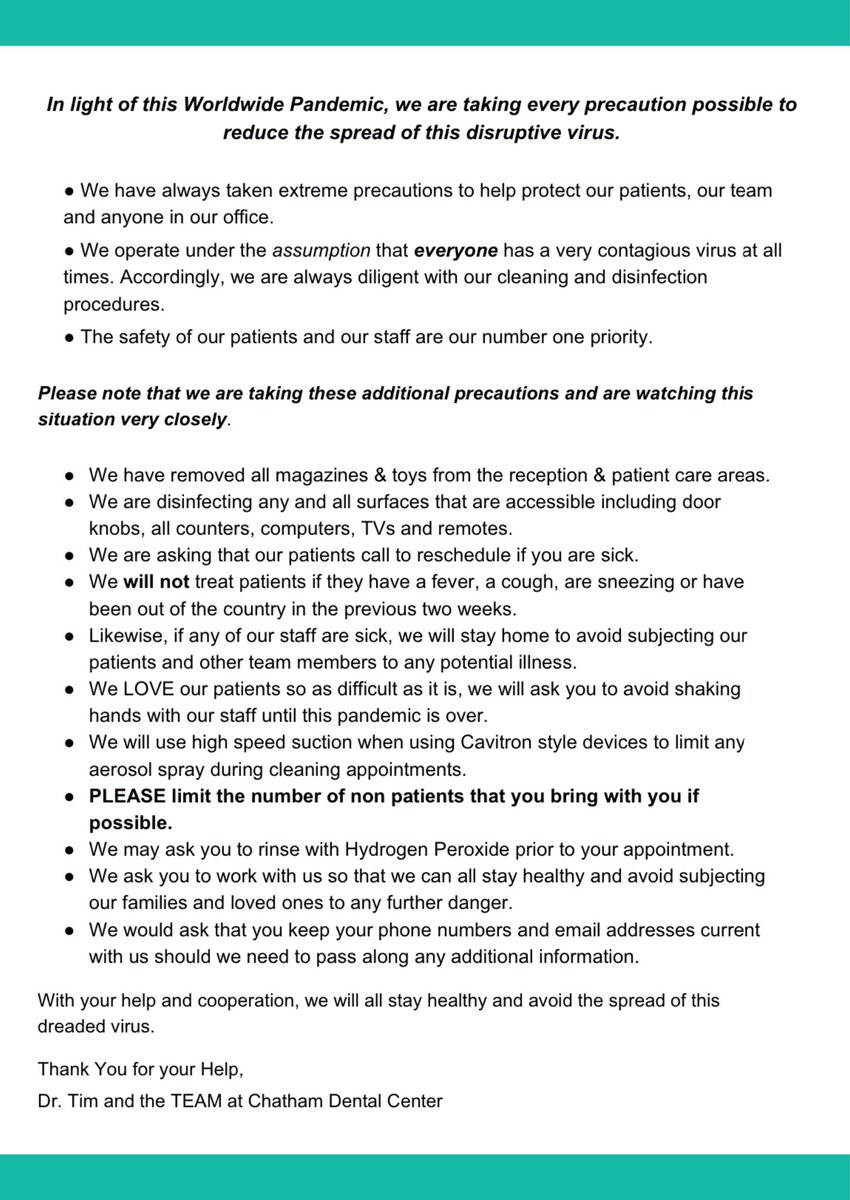 TLonerganDMD's tweet photo. “With your help and cooperation, we will all stay healthy and avoid the spread of this dreaded virus.” https://t.co/H92sA5stMk