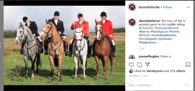 herbieharry's tweet photo. Can anyone spot the difference? Seems #RedShepherdess partner has edited his Instagram photos-now why would he need to remove the #foxhunting tag @BBCCountryfile? #Illegal https://t.co/ZDs2nYbxKG