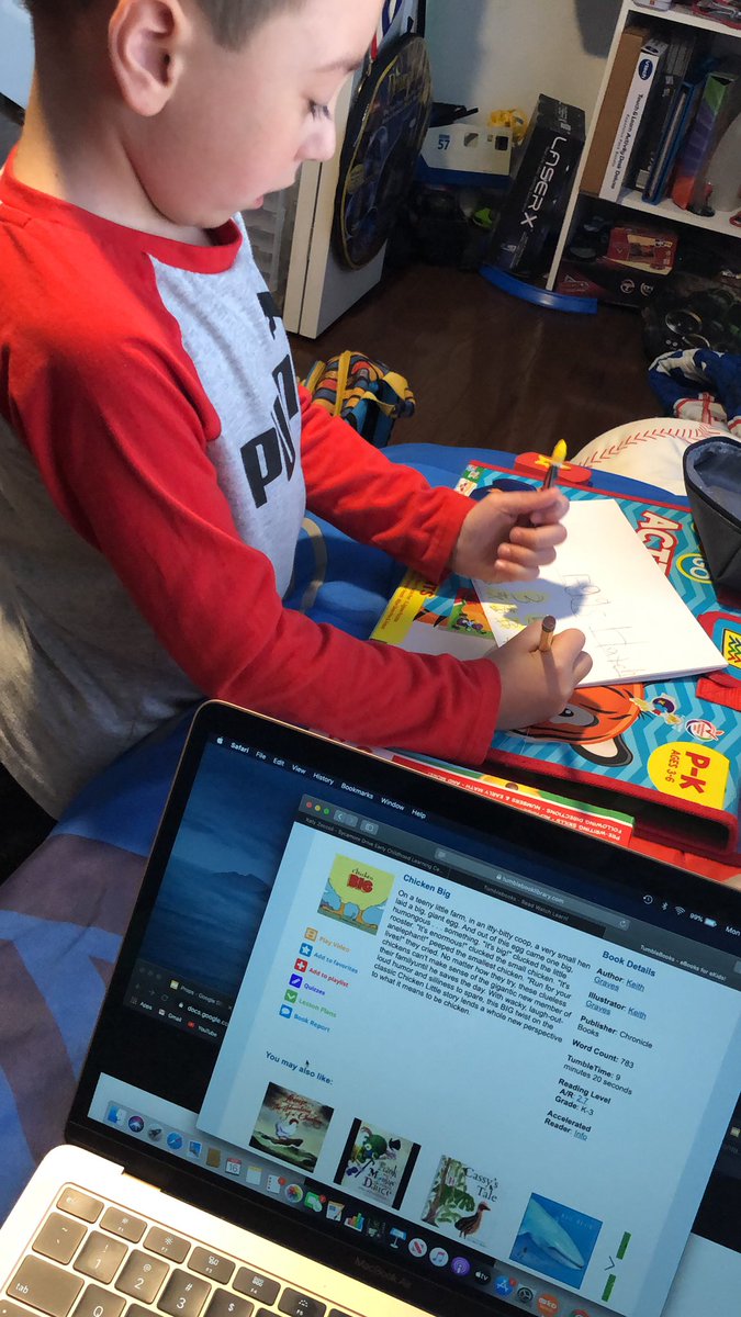 crpsKilykslab's tweet photo. Remote Learning. We are writing our observations of our eggs and reading Chicken BIG. Itโs in the tumbler library. #ChickItOut https://t.co/g39FhYvmD9