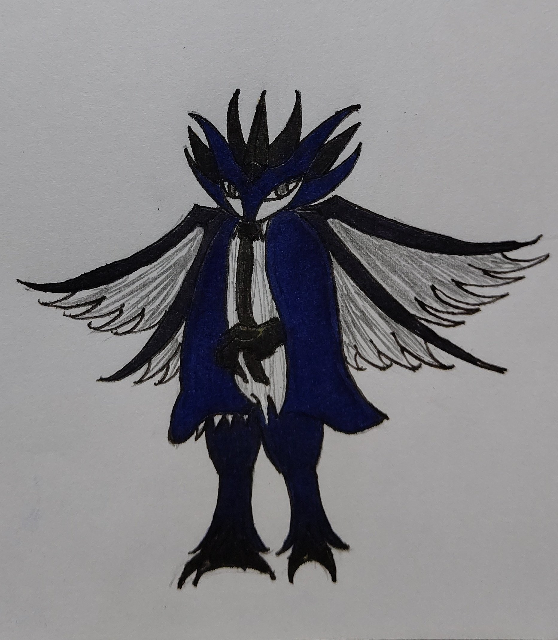 かじゅまる ぬいたちとの日常 ジュナイパーを意識して ゴーストあくタイプのオリジナルポケモン描いてみた ルビサファのアブソル枠でこんな感じのカッコイイあくタイプでてこんかな ポケモン あくタイプ ゴーストタイプ イラスト アート
