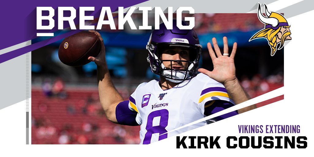 Vikings agree to terms on two-year extension with QB Kirk Cousins. (via @rapsheet)