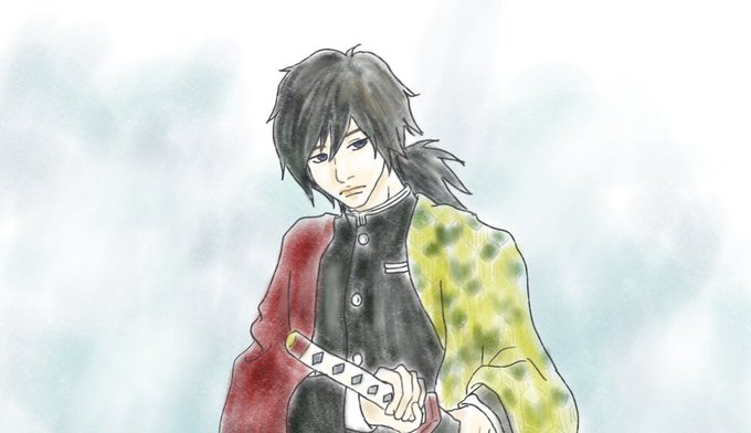 相澤さとみさんがTwitterに投稿した冨岡義勇(鬼滅の刃)のイラスト。