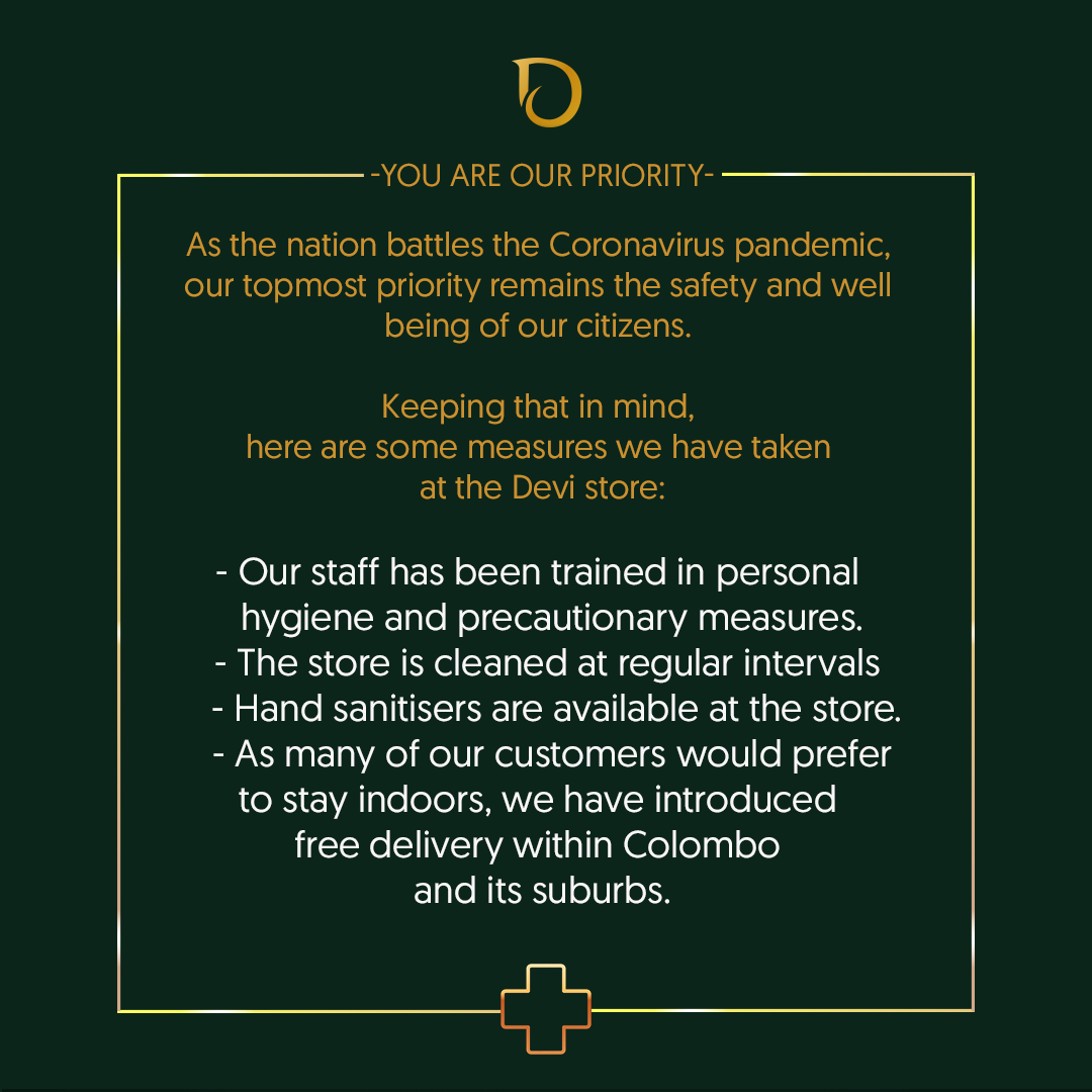 Devi_Jewellers's tweet photo. The well-being and safety of our customers will remain our priority. Take care and stay safe! #Devi #DeviCares https://t.co/AWvIJFp3Te