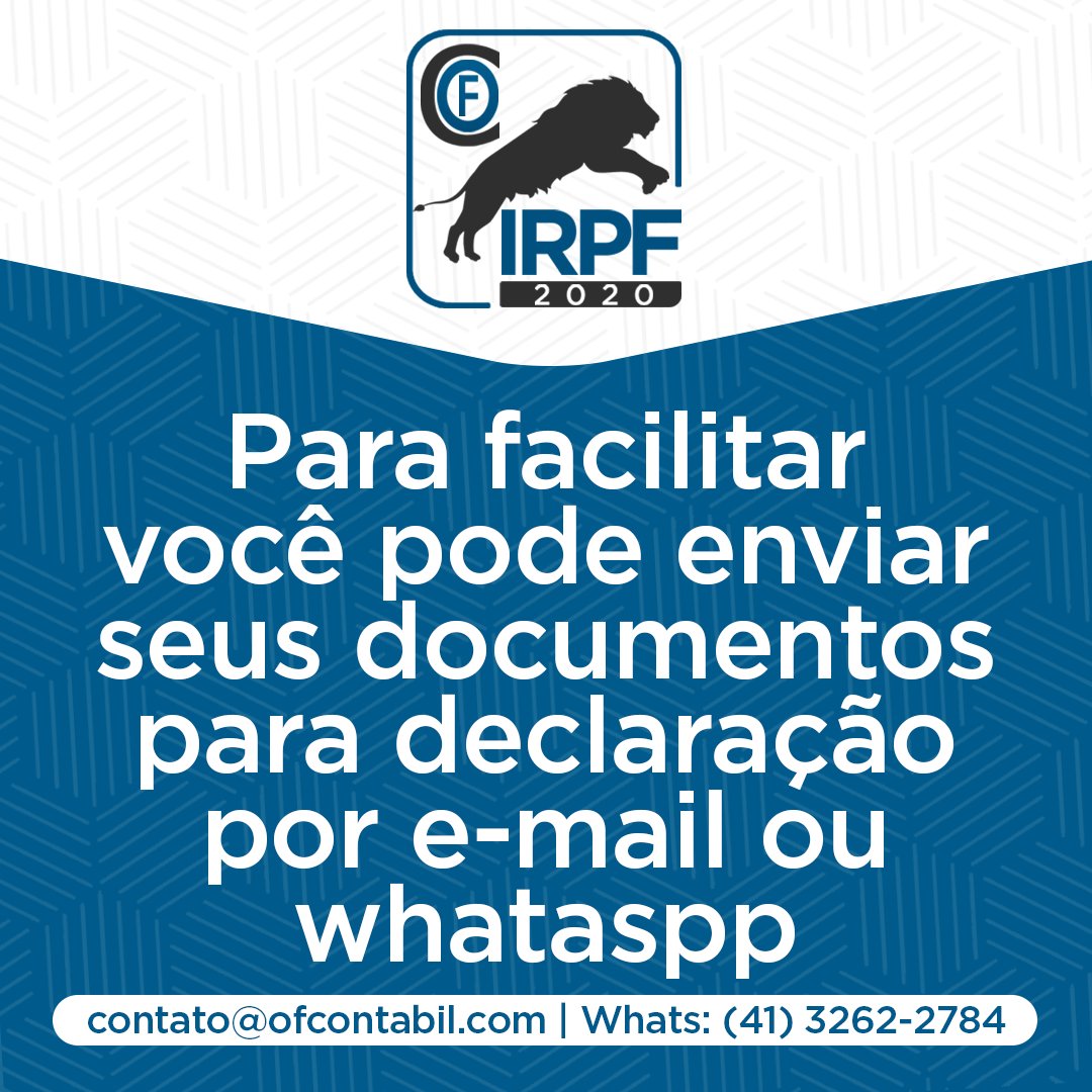 OFContabil's tweet image. Estamos facilitando o envio de documentos e você já pode enviar por whatsapp e e-mail direto da sua casa! Não deixe pra última hora! #ofcontabil #contabilidade #contabilidadedigital