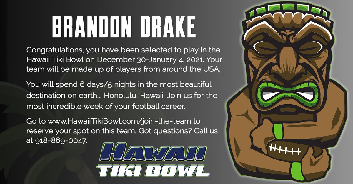 b_drake3's tweet photo. Blessed to be selected to participate in the Hawaii Tiki Bowl ‼️ #AGTG @CSmithScout @HawaiiTikiBowl https://t.co/ub60AqI79L