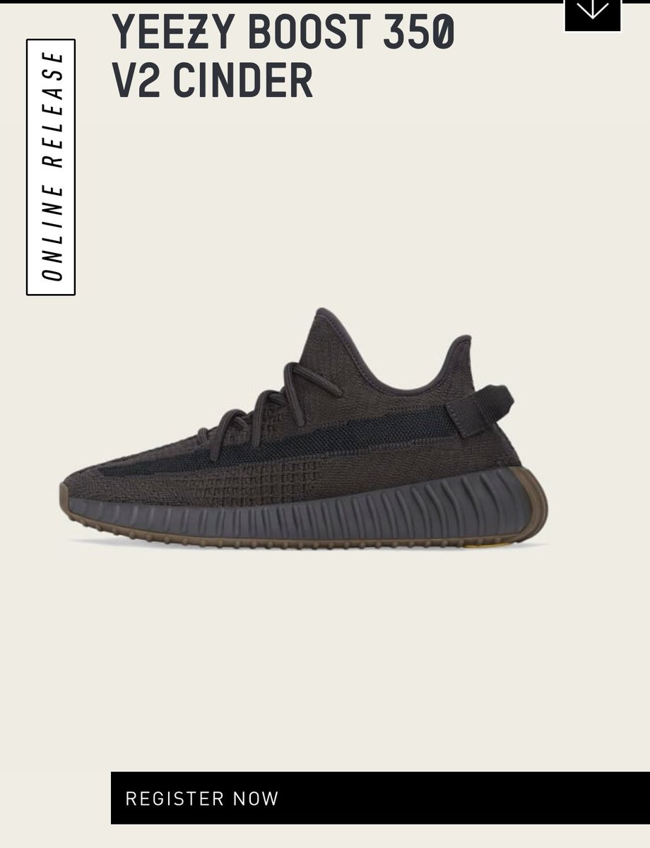 snkr_twitr's tweet image. Yeezy Boost 350 V2 ‘Cinder’ in app raffle open via @adidasUS