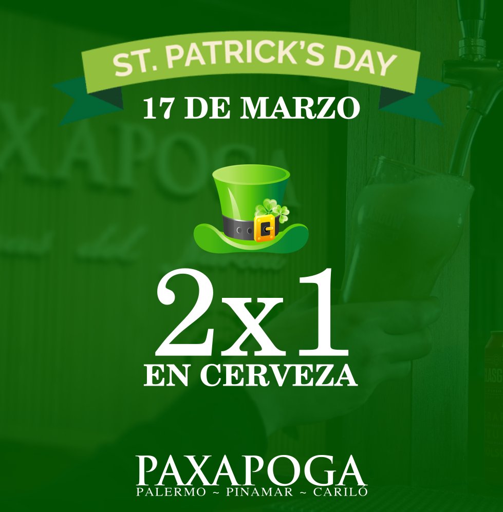 Mañana celebramos el día de San Patricio☘️ con 2x1 en cerveza 🍻 en nuestras sucursales:

Av. Bunge 48, esq. Av. Del Mar, #Pinamar
Avellano, esq. Boyero, #Cariló
Beruti 4643, #Palermo

#sanpatricio #saintpatricksday #cerveza #beerlover #fiesta #promo