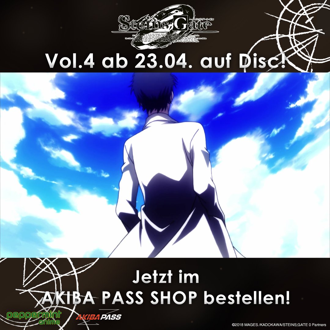 PepperAnime's tweet photo. Wer hat Lust auf mitreißende Spannung? Wir nämlich schon: Steins;Gate 0 - Vol. 4 jetzt vorbestellbar und ab 23.04. auf Disc erhältlich! Shop: https://t.co/k3JWX6Ew2n #anime #steinsgate #readingsteiner #futuregadgetlab https://t.co/ClMSDv3MKc