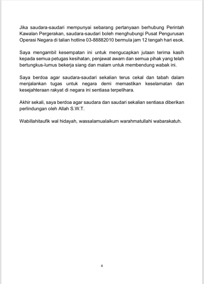 tunfatimahbb's tweet photo. Perutusan khas YAB Perdana Menteri mengenai COVID-19. https://t.co/gAg7xVZLzU