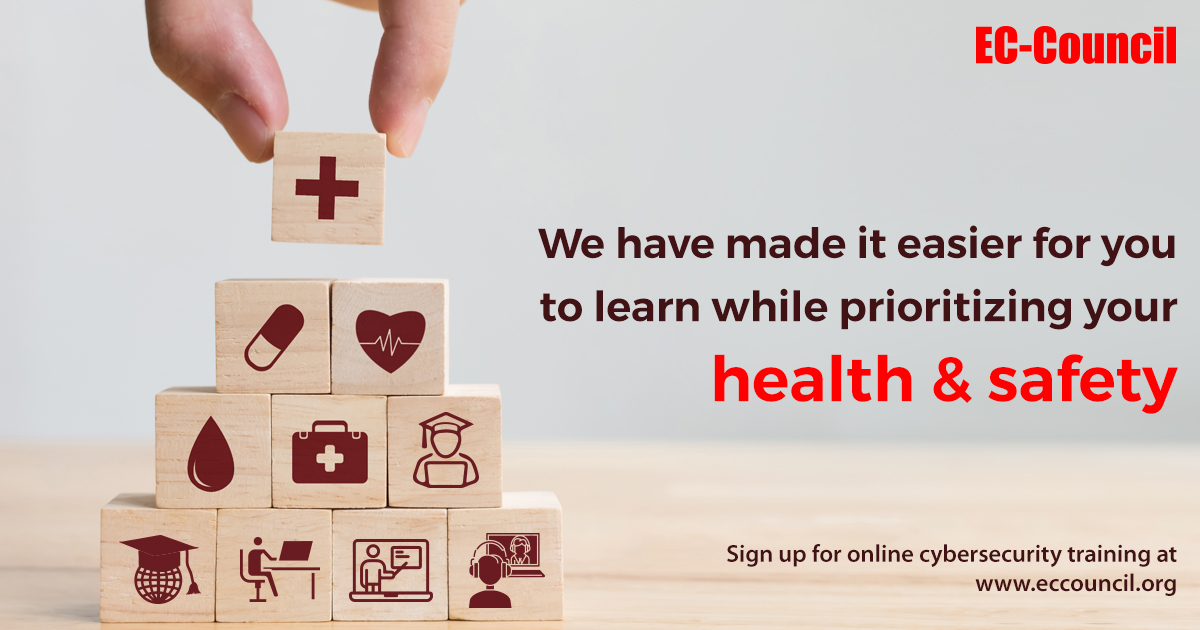 ECCOUNCIL's tweet image. Is the fear of catching the #Coronavirus stopping you from pursuing your dream of building a career in #cybersecurity? Ensure #learningcontinuity and #safety with #ECCouncil's online certification programs! Learn more: eccouncil.org/programs/
#coronavirus2020 #COVID19