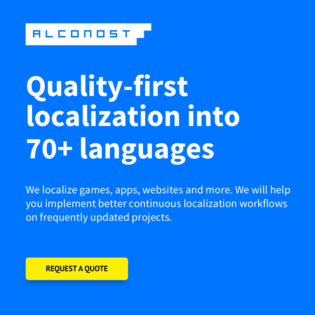 TheTechMemo's tweet photo. Quality-first localization into 70+ languages for games, apps, websites and more!
Implement better continuous localization workflows on frequently updated projects.
Request a quote π
https://t.co/8H4lRuRgF1
#alconost #localization #translation #localizeapp https://t.co/yrVrXFbNrv