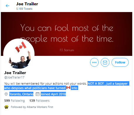calmecam's tweet photo. @JoeTrailer17 @ginnyb3 @BillBlair @can_border @JustinTrudeau So we do a #ProfileCheck and OF COURSE
He despise what politicians have turned 🇨🇦 into, so this one decides to contribute something that makes Canada worse than what he claims to believe it has turned into.
#Eyeroll #B_tchPlease https://t.co/3Xu40HfKsy