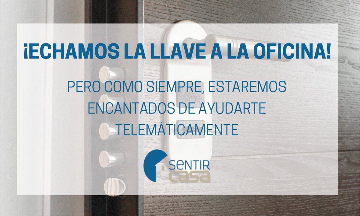SentirCasa's tweet photo. ⚠️ Haciendo caso a las autoridades, y por la seguridad de trabajadores y clientes, en #Inmobiliaria Sentir Casa hemos decidido “echar la llave” de la oficina mientras dure la cuarentena, pero aun así seguimos trabajando 💪 https://t.co/IYjwhRhrTl