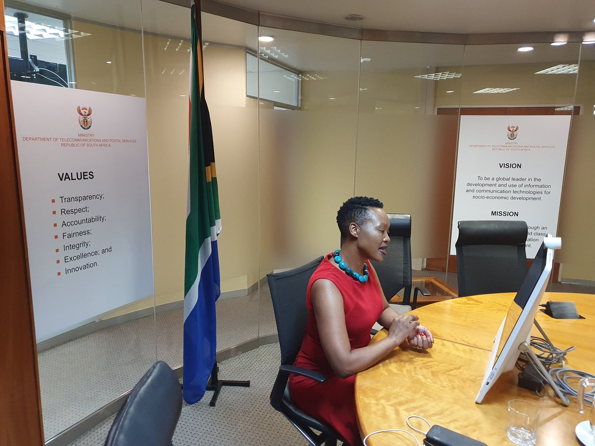 Minister <a href="/Stellarated/">Stella Tembisa Ndabeni</a> addressing the staff via WebEx.The staff talk follows a Cabinet meeting on Covid19 yesterday.The Minister emphasis was on hygiene, but more importantly Minister was fielding questions from staff about their concerns relating to Covid19 <a href="/GovernmentZA/">South African Government</a> <a href="/DtpsZA/">TelecommunicationsZA</a>