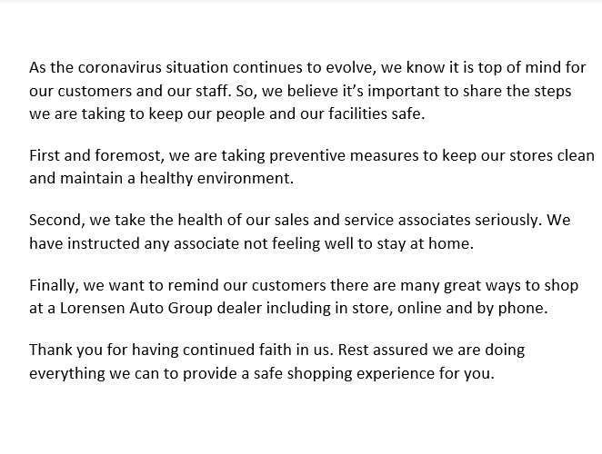 SaybrookCDJ's tweet photo. Update on COVID-19 and how we are taking preventive measures in our stores. https://t.co/eBmepG61ye