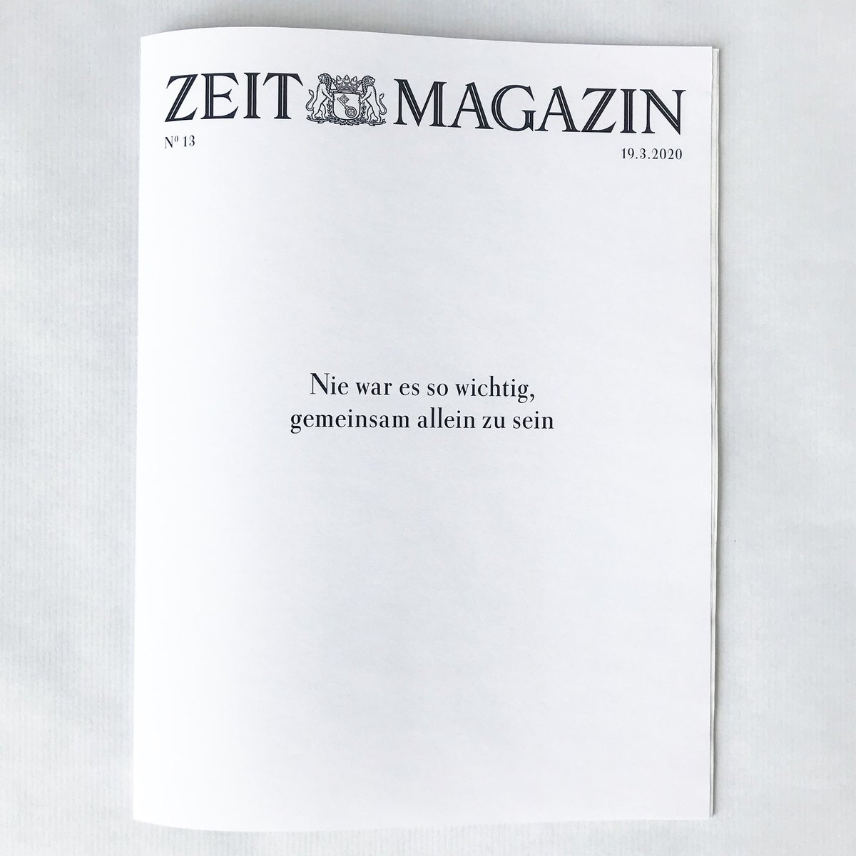 ch_amend's tweet photo. Nie war es so wichtig, gemeinsam allein zu sein. Um auf alle aufzupassen. #zeitmagazin https://t.co/zu9EAxFcN3