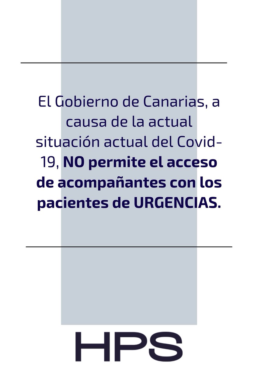 HPS_Hospitales's tweet photo. 📌 Informamos a los pacientes que hasta nuevo aviso, las personas que acudan a nuestro servicio de #Urgencias deberán esperar en la sala sin sus acompañantes.
💙 ¡Gracias por su solidaridad!
#HPSInforma #HPS #AislamientoDomiciliario #covid_19
#CoronavirusEspaña #QuédateEnCasa https://t.co/d0HQzlXO0U