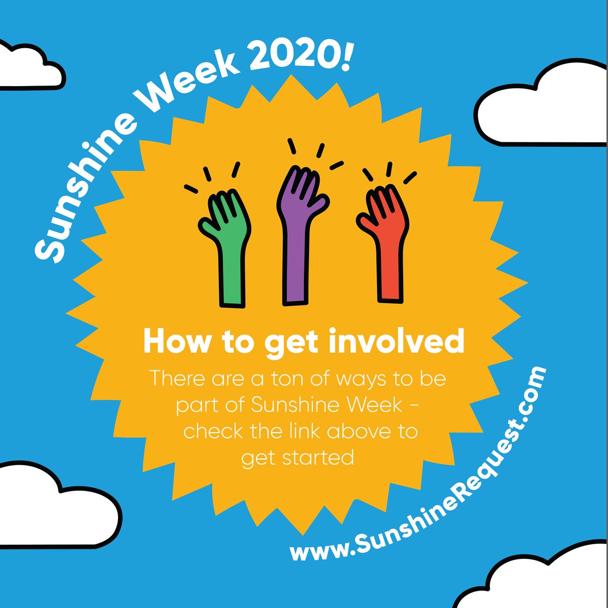 avlsunshine's tweet image. Curious on how you can get involved and celebrate @SunshineWeek 2020? Check out the following link from Sunshine Week’s official site for some ideas! ☀️

LINK: sunshineweek.rcfp.org/how-to-get-inv…

#SunshineWeek #sunshinerequest #communityplayback #herecomesthesun #letthesunshinein