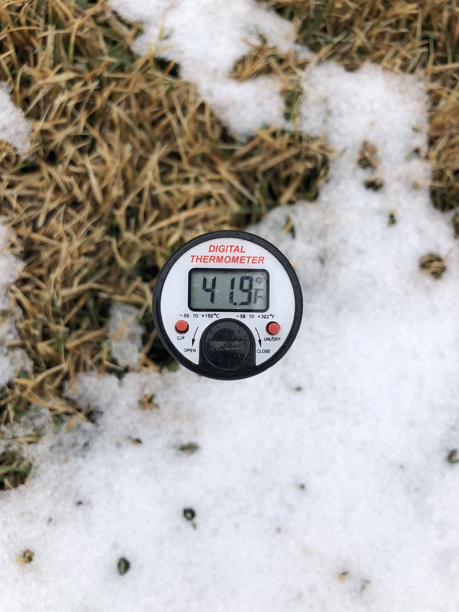 twopturf's tweet photo. 2” and 4” #soiltemp here in south central Nebraska. Forecast not good this week as more snow/rain expected #newx pre’s can wait a little longer #lawncare #fert2020 https://t.co/Y7Lt9YYKRB