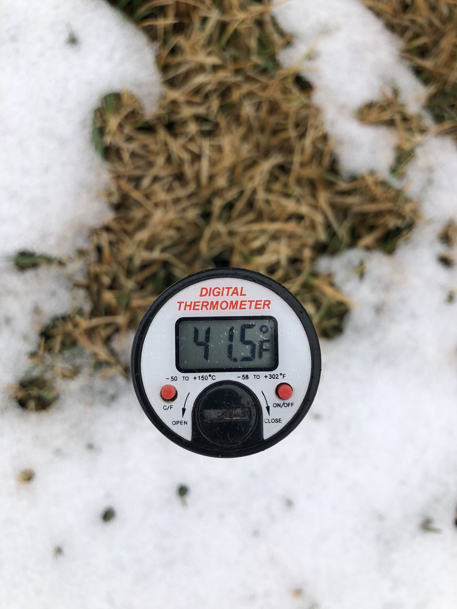 twopturf's tweet photo. 2” and 4” #soiltemp here in south central Nebraska. Forecast not good this week as more snow/rain expected #newx pre’s can wait a little longer #lawncare #fert2020 https://t.co/Y7Lt9YYKRB