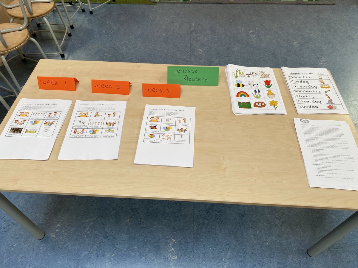 Weektaak kleuters, morgen volgens schema af te halen.