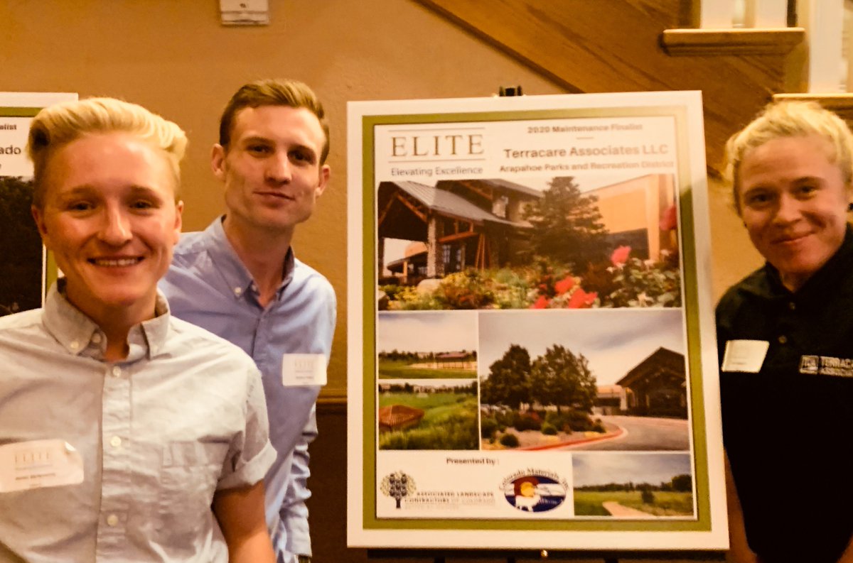 Terracare employees Aeriell Earleywine, Jackson Holliday and Sam Earleywine attended the <a href="/COGreenNOW/">ALCC</a> ELITE Awards Reception last week. We were pleased to be included in the list of finalist for our work on Arapahoe Parks and Recreation District.