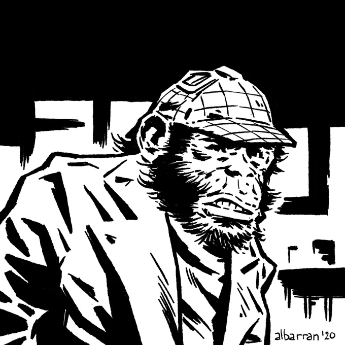 Warm up. I saw my good friend @RaulFdezFonts
 post a Detective Chimp piece and realized that, even though I've inked him many times, I never drew him myself. Fixed. 