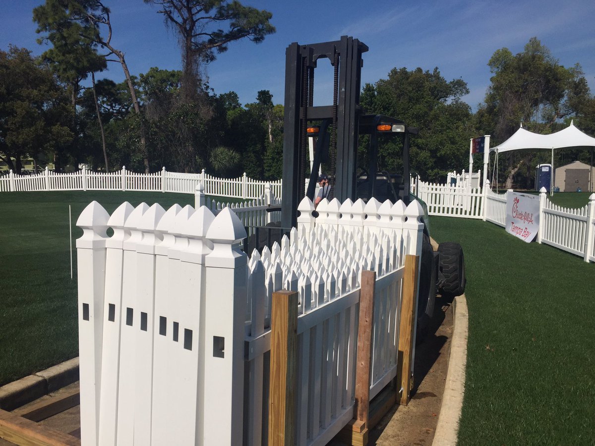 Forklifts begin taking away fencing that would normally be used this week at the <a href="/ValsparChamp/">Valspar Championship</a>