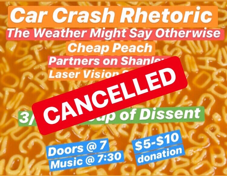 soupofdissent's tweet photo. Y’all know the drill 🥺 
Super sad about this. Will do my best to reschedule this in the future. Until then stay safe, don’t forget how much I love each and every one of you supporting what we’re doing at Soup, and get to the first local gig you can when this all blows over 🖤 https://t.co/5aHRZqNouR