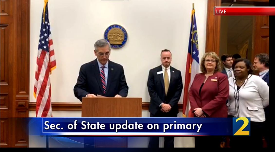 wsbtv's tweet photo. WATCH LIVE: Georgia Secretary of State is giving an update on the coronavirus in Georgia: https://t.co/izwmSdUyF3 https://t.co/dYjlRDD0q1
