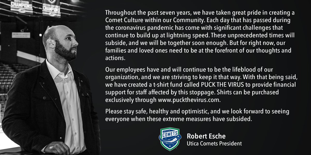 A statement from Comets President <a href="/robertesche/">Robert Esche</a>.