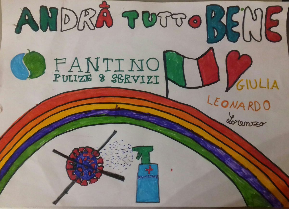 Contest "Andrà tutto bene… visto dai figli degli Artigiani"!
cuneo.confartigianato.it/andra-tutto-be…
Ecco il disegno di: Giulia, Leonardo e Lorenzo, figli dei contitolari della Fantino pulizie e servizi di #BorgoSanDalmazzo

#andràtuttobene #valoreartigiano #confartigianato
