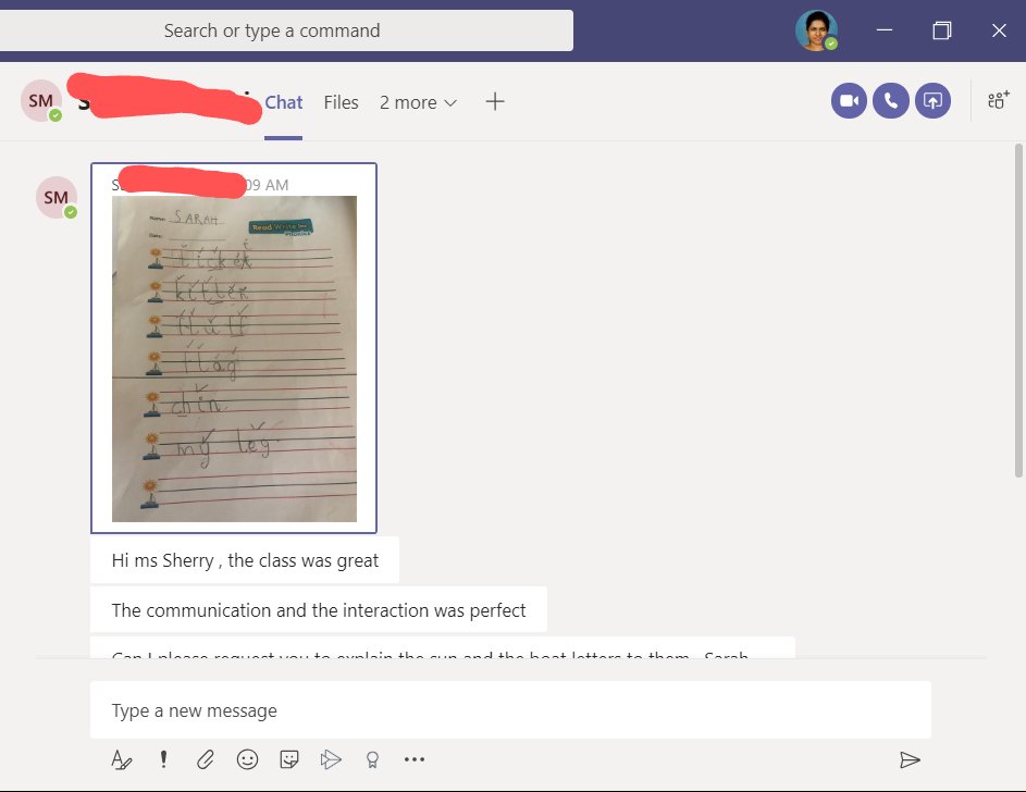 ShereenaMary's tweet photo. All the fretting, panicking, planning, timing, butterfly-in-your-tumming, resourcing, recording, emailing back and forth.... It all becomes worth it, when parents send us such lovely and reassuring messages #virtuallearning #creativesolutions  #rwi #math  @TBS_Delhi @EyfsTbs https://t.co/kR5QyLPRly