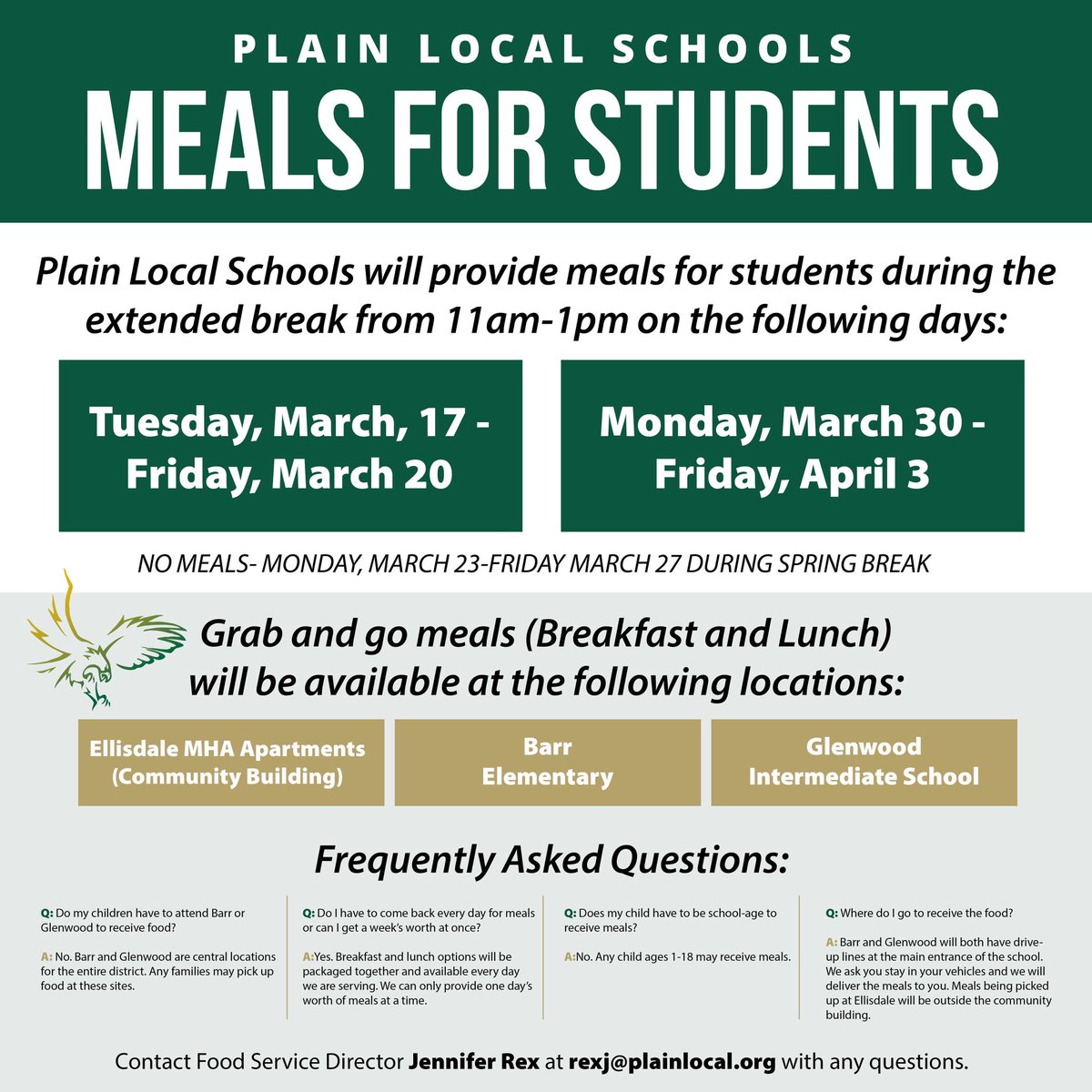 eagletweets14's tweet photo. Great information for Plain Local!   We are here to serve you during this time of need.  Go Eagles!! https://t.co/usJ1xCjB5H