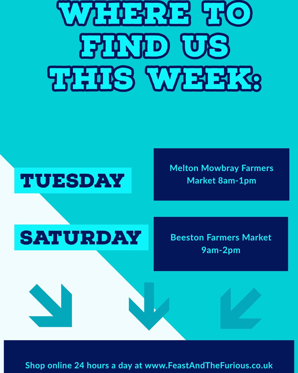 FeastAndFurious's tweet photo. WHERE TO FIND US THIS WEEK! @MeltonLivestock @farmmktmanager #BeestonFarmersMarket #Online #24/7 https://t.co/Hf2rv8QxIH