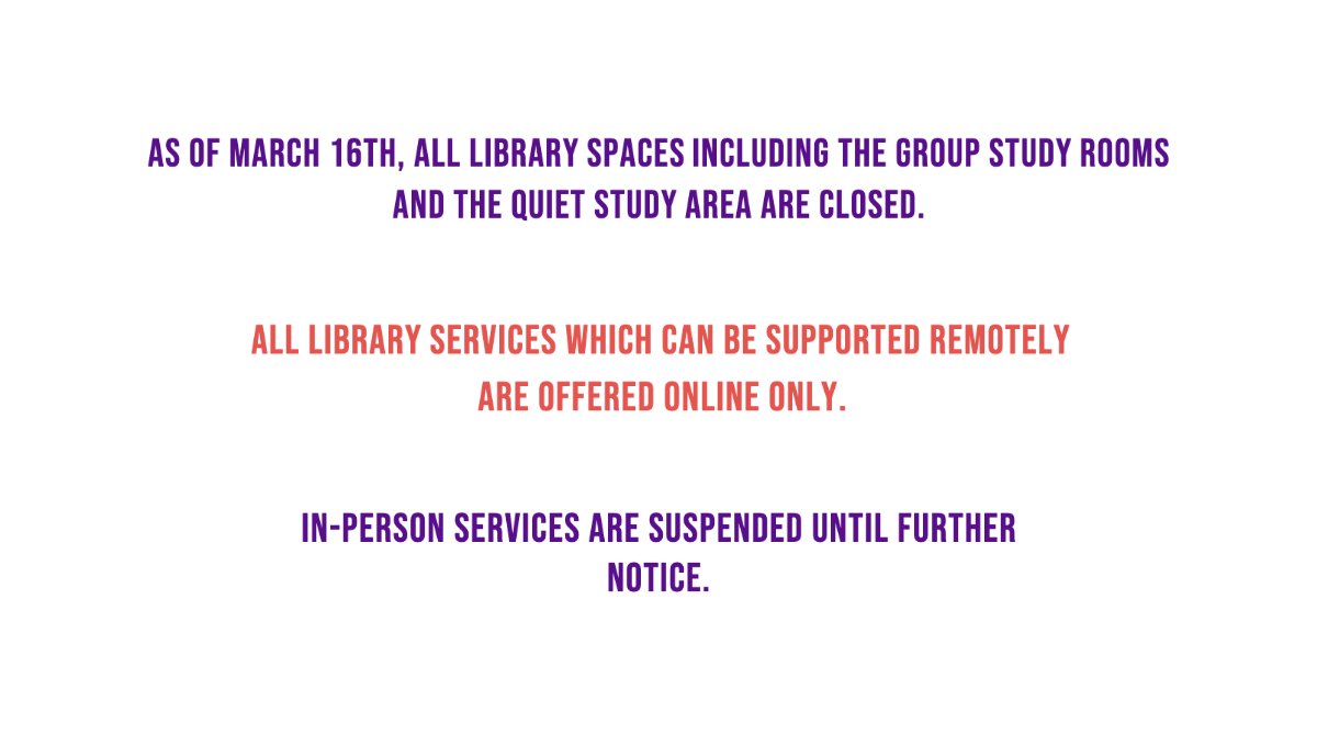 NYUHSL and its branch locations have been closed as a safety precaution to protect our patrons and staff. Although our spaces are closed, there are a variety of ways to connect to our services and resources from off-site. Visit hsl.med.nyu.edu for more.