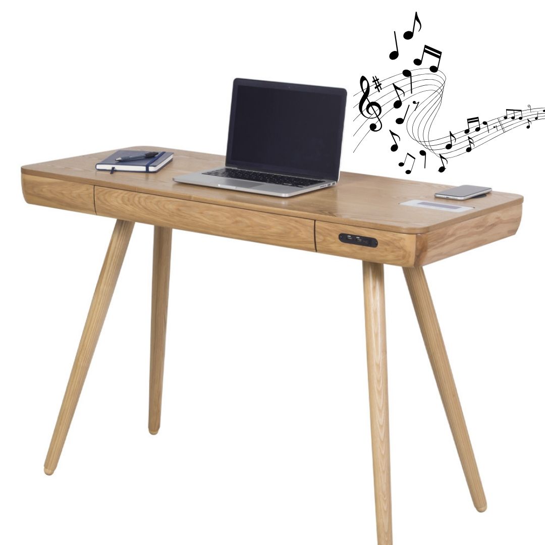 If you have to work from home in these worrying times at least do it in style..High Quality Bluetooth Speakers, Wireless Charging and USB ports.  This smart desk has it all #smartdesk #workingfromhome Next working day delivery.