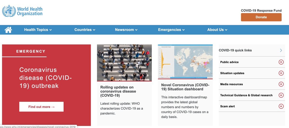 "These funds will help to buy diagnostic tests, supplies for health workers and support research and development.If you would like to contribute, please go to  http://who.int  and click on the orange “Donate” button at the top of the page"- @DrTedros  #COVID19  #coronavirus