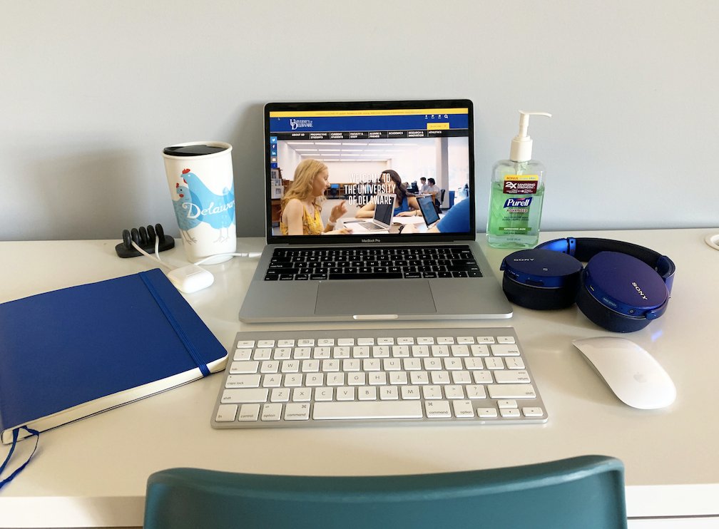 WorkingatUD's tweet photo. #Coronavirus is changing the way we work and live. Here are a few tips for working at home: Define your workspace, continue your routine and eliminate distractions. Are you all set up at home? Share your workspaces with us using #WorkingatUD. More tips: https://t.co/O1ATBLca0K https://t.co/FVvO9EB4JT