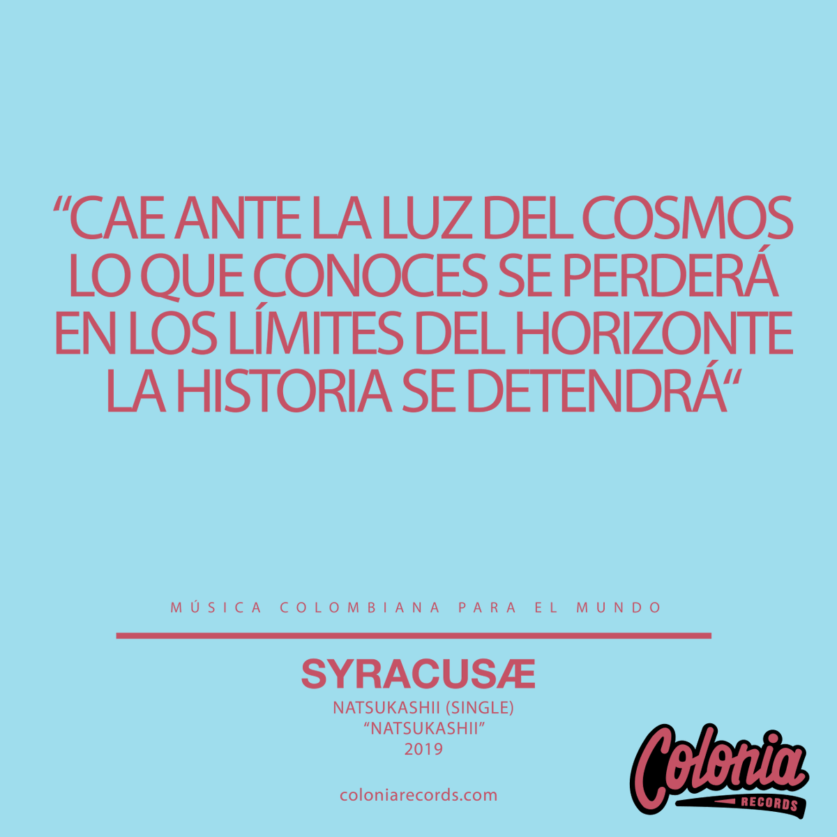 ColoniaRec's tweet photo. Todo está cambiando, ya nada será igual a como fue...

@Syracusae
#SomosColonia #SomosMúsica #MúsicaColombianaParaElMundo https://t.co/xls8FE9QMM